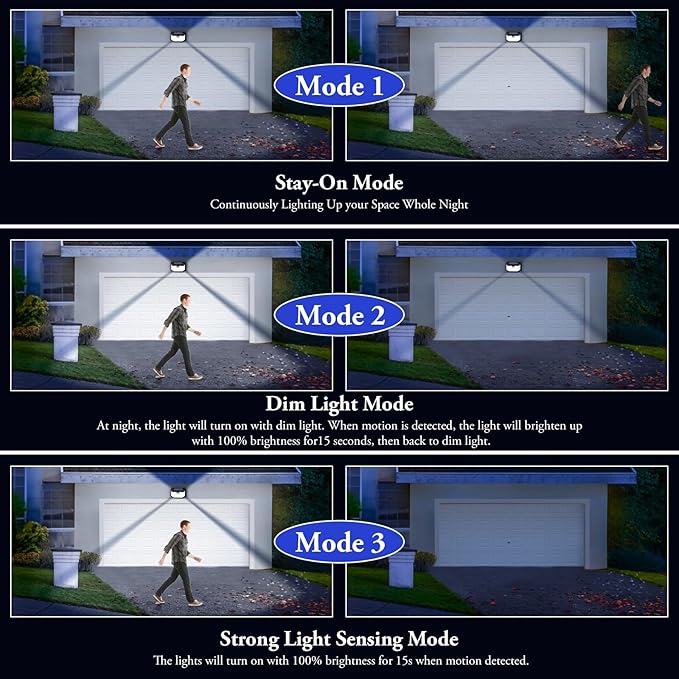 Solar Outdoor Lights, 2-Pack Super Bright 178 LEDs Motion Sensor Wall Light with 270° Wide Angle & 3 Modes, Waterproof Solar Powered Security Light for Patio Garden Garage Front Door