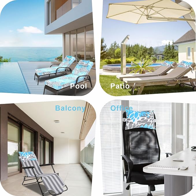 JMGBird Outdoor Accent Pillows White Outdoor Pillows with Adjustable Straps | 10x16 Waterproof Outdoor Pillow covers with insert 2 Throw Pillows Headrest Cushions for Pool Patio Beach Chair