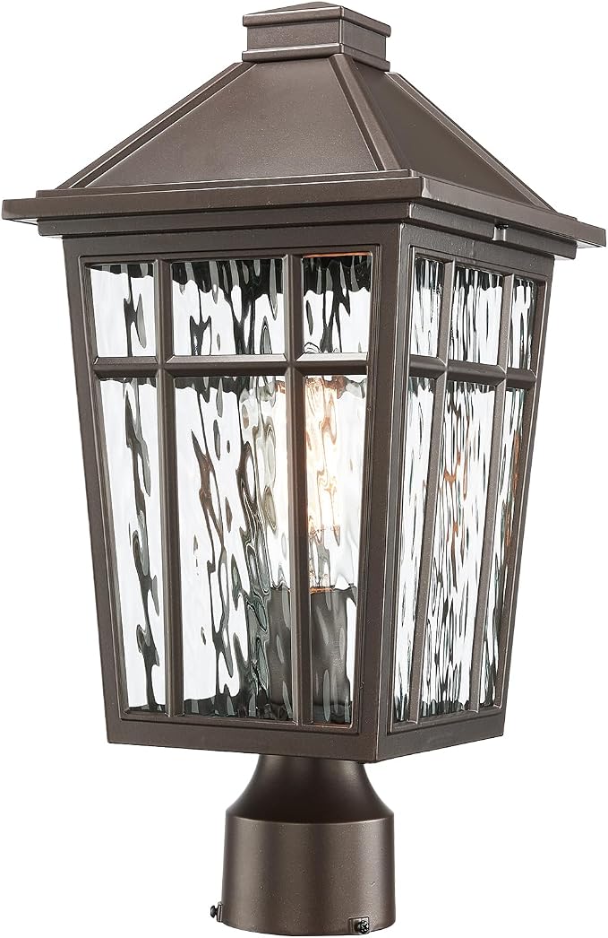 Darkaway Large Outdoor Post Lights Lamp Post Light Fixture, 17inch Waterproof Aluminum Housing with Water Ripple Glass, Fence Post Deck Lighting for Garden Patio Pathway