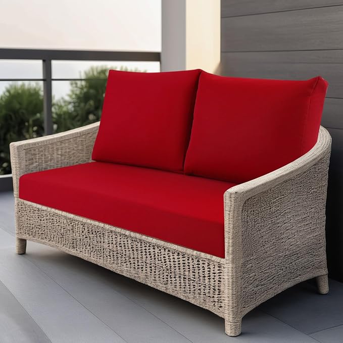 Outdoor Loveseat Cushions for Patio Furniture, Waterproof Couch Hampton Bay Deep Seat Cushion Replacement Set 46" x 26", Patio Love Seat Sofa Cushions for Porch Garden Chair, Black Pattern