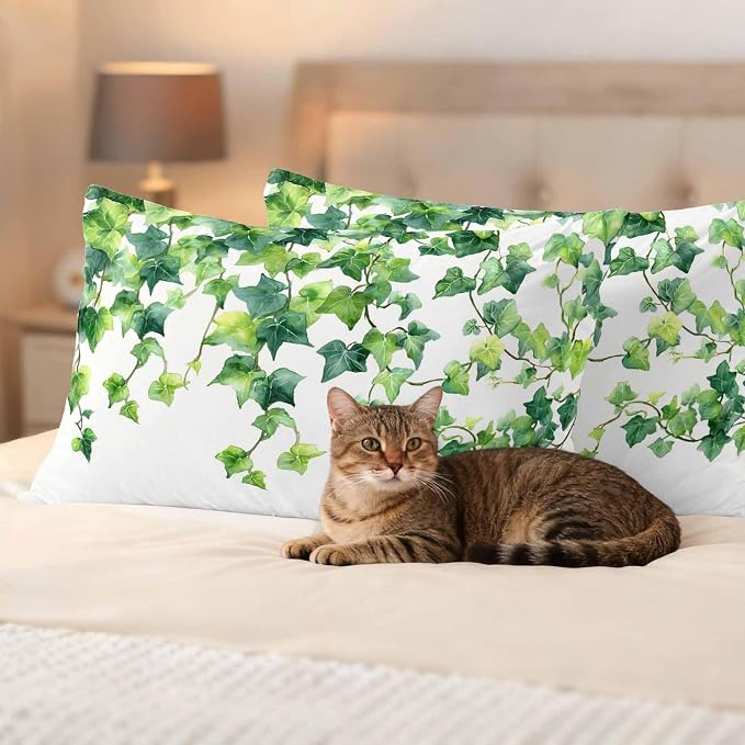 Outdoor Pillow Covers Set of 2, Green Leaf Vine Decorative Throw Pillow Covers 20X12IN, Country Leave Throw Pillows Protector Cushion Case for Patio,Couch,Sofa,Garden