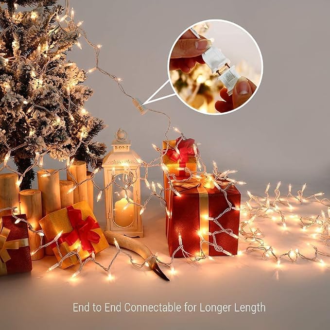 2 Pack 50 Count 10FT Christmas String Lights Clear Warm White Mini Lights | Plug Powered Waterproof for Indoor and Outdoor Use, for Christmas Tree Party, Wedding Holiday Patio Xmas Decorations