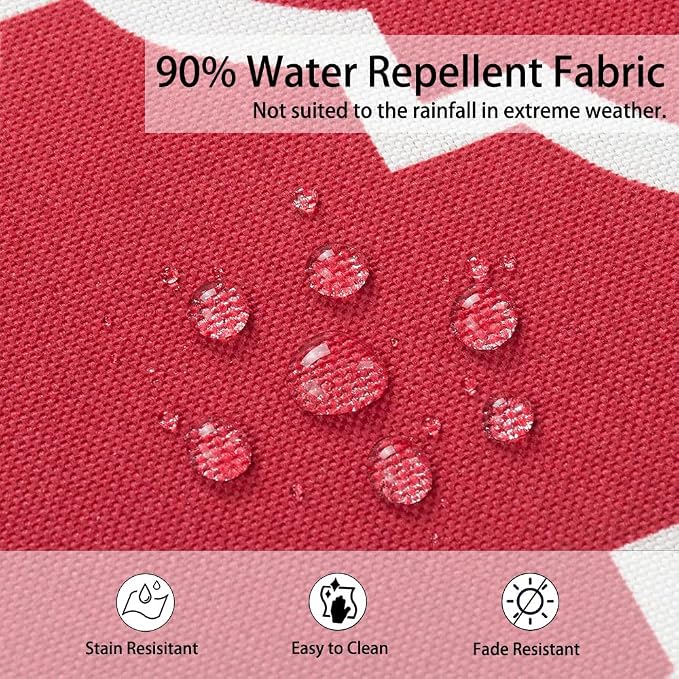 Magpie Fabrics Indoor Outdoor Cushion Cover Replacement 2 Pack, NO INSERT! Water Repellent Slipcover with Ties Christmas Decor for Patio Garden Chair Seat Sofa Bench Wicker(Geometry Red, 24x24x4 Inch)