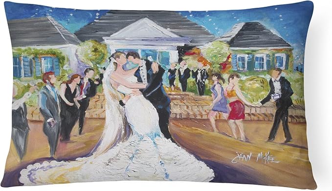Caroline's Treasures JMK1127PW1216 Our Wedding Day Canvas Fabric Decorative Pillow Machine Washable, Indoor Outdoor Decorative Pillow for Couch, Bed or Patio, 12HX16W