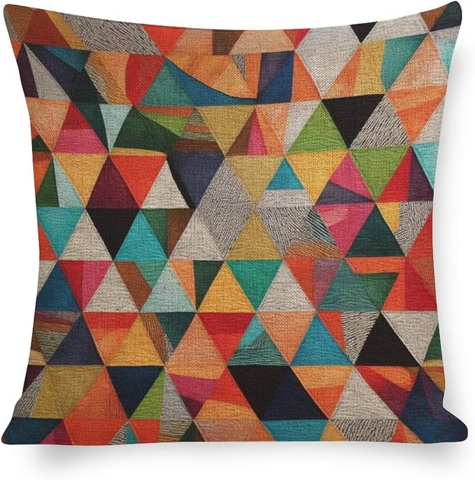 Pillowcase Colorful Fun Aesthetic Mid Century Modern Gomestry Throw Pillow Covers Vintage Abstract Pillowcover 16"x16" Decorative Couch Pillow Cover for Sofa outdoor pillows for patio furniture