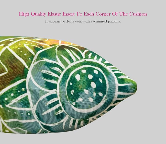 Outdoor Waterproof Decorative Throw Pillow Cover for Patio Furniture, 18x18 Inch Fade Resistant Patio Garden Cushion Cover for Couch Bed Sofa, Floral Green