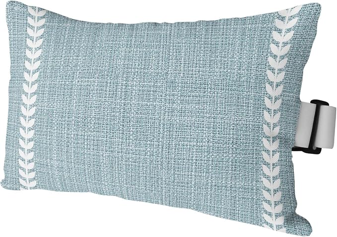Simple Blue Outdoor Lumbar Pillow 12x20 Inch, Vintage Country Vertical Striped Linen Texture Waterproof Throw Pillow Covers with Insert, Decorative Headrest Pillows for Office Car Travel