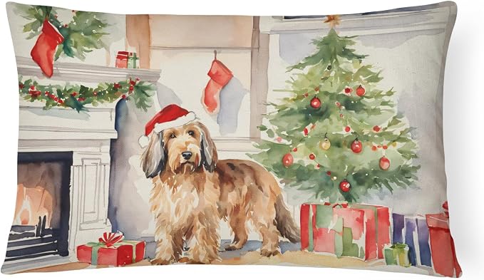 Caroline's Treasures DAC2718PW1216 Otterhound Cozy Christmas Throw Pillow Machine Washable, Indoor Outdoor Decorative Pillow for Couch, Bed or Patio, 12HX16W