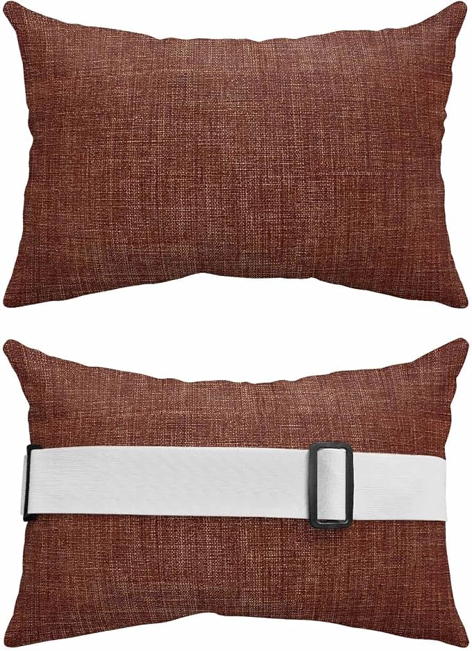 Pack of 4 Outdoor Lumbar Pillow Covers 12x20 Inch, Dark Brown Waterproof Throw Pillow Covers Set, Vintage Country Monochrome Chocolate Color Indoor&Outdoor Cushion Cases for Patio Porch Beach