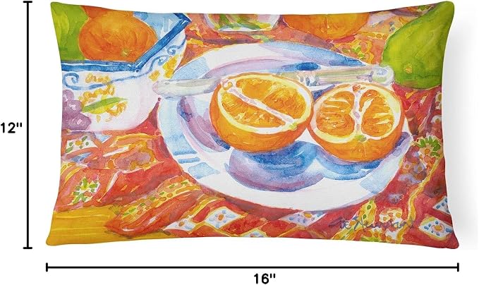 Caroline's Treasures 6035PW1216 Florida Oranges Sliced for Breakfast Canvas Fabric Decorative Pillow Machine Washable, Indoor Outdoor Decorative Pillow for Couch, Bed or Patio, 12HX16W