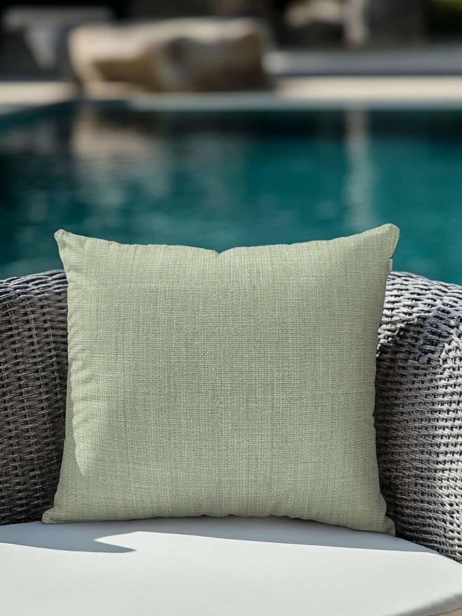 Outdoor Waterproof Throw Pillows Vintage Sage Green Linen Style Patio Pillows,Decorative Pillow Covers with Insert,Pillow Cushion Case for Garden Couch Sofa Country Pastoral Solid Color