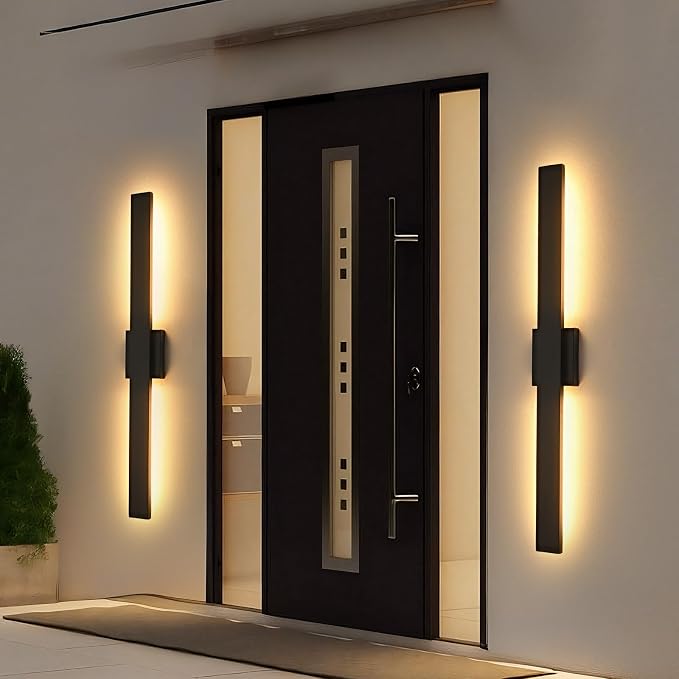 40.1inch Long Outdoor Modern LED Wall Light, Waterproof IP65 Warm White Led Wall Mount Lighting Fixture Black Outdoor Wall Sconces Outside Lights for House Garage Front Door Patio 2Pack