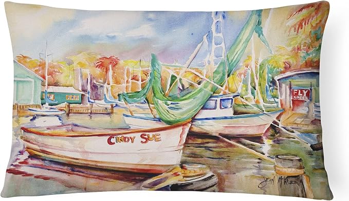 Caroline's Treasures JMK1041PW1216 Sailboat Cindy Sue Canvas Fabric Decorative Pillow Machine Washable, Indoor Outdoor Decorative Pillow for Couch, Bed or Patio, 12HX16W