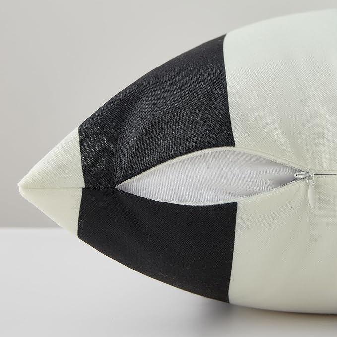 Allorry Outdoor Pillow Covers 12x20 Black Striped Outdoor Decor JB007A12 | Striped Pillow Covers|for Spring Summer Outdoor Waterproof Garden Patio Furniture Sofa Bed Home Decor