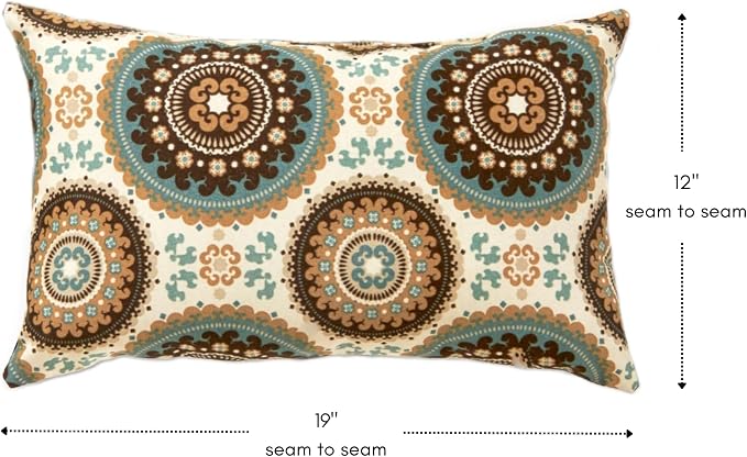 Greendale Home Fashions Outdoor 19x12 inch Rectangle Decorative Throw Pillow, 2-Pack, Sage Medallion 2 Count