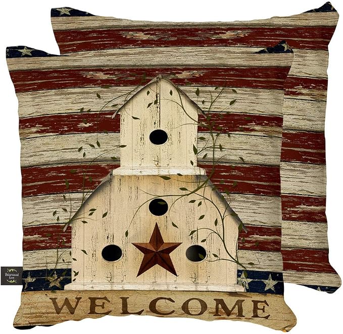 Briarwood Lane Everyday Indoor/Outdoor Pillow 17x17 Americana Welcome Patriotic Decorative Pillow