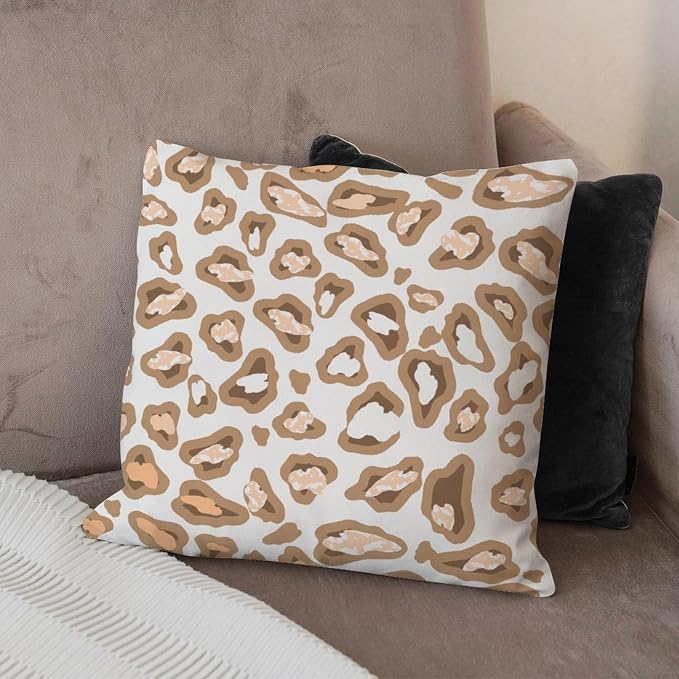 Chinoiserie Cheetah Print Pillow Cover Light Brown and Light Gray Throw Pillow Cover Rustic Outdoor Waterproof Decorative Pillow Cover for Patio Tent Couch 22x22 in