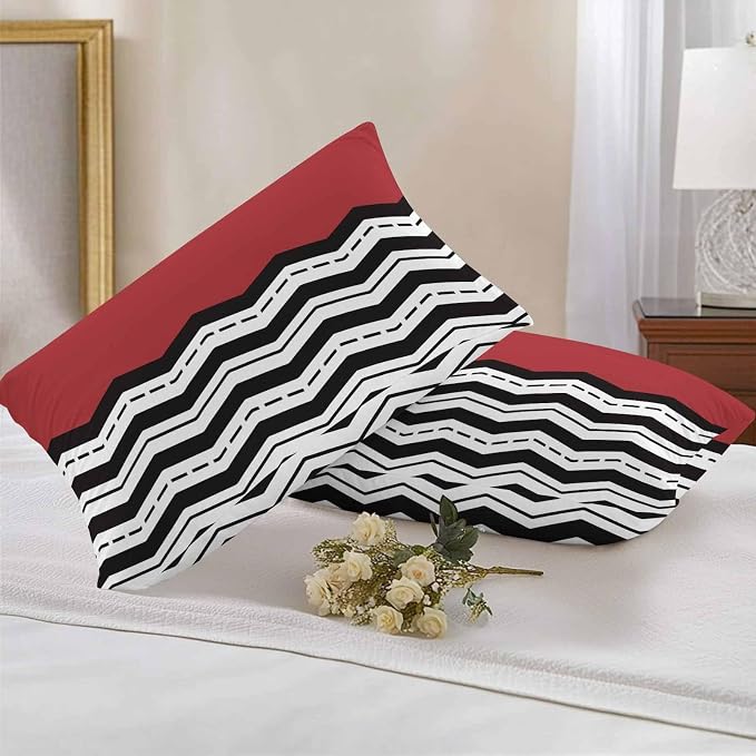 Black Ripple Outdoor Pillow Covers Pack of 2 Black Striped Simple Red Geometric Abstract Waterproof Throw Pillow Covers Decorative Cushion Cases for Patio Garden Tent Balcony Couch 20x12 inch