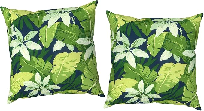 Outdoor Throw Pillow Covers 18x18 Inch, Decorative Pillow Covers for Patio Furniture, Jungle Leaves Modern Cushion Cases for Garden Couch Home Sofa, Pack of 2