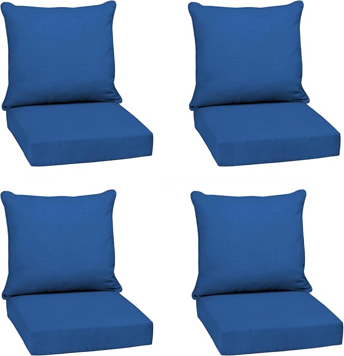 Arden Deep Seat Outdoor Chair Cushion Set (4-Pack), 24 in x 24 in, Weather-Proof, Rain-Proof, Fade Resistant Patio Cushion Set for Chair, Sofa, and Couch Cobalt Blue Texture | Outdoor Sofa, Couch, Conversation Set, Weather-Proof, Rain-Proof, Fade Resis...
