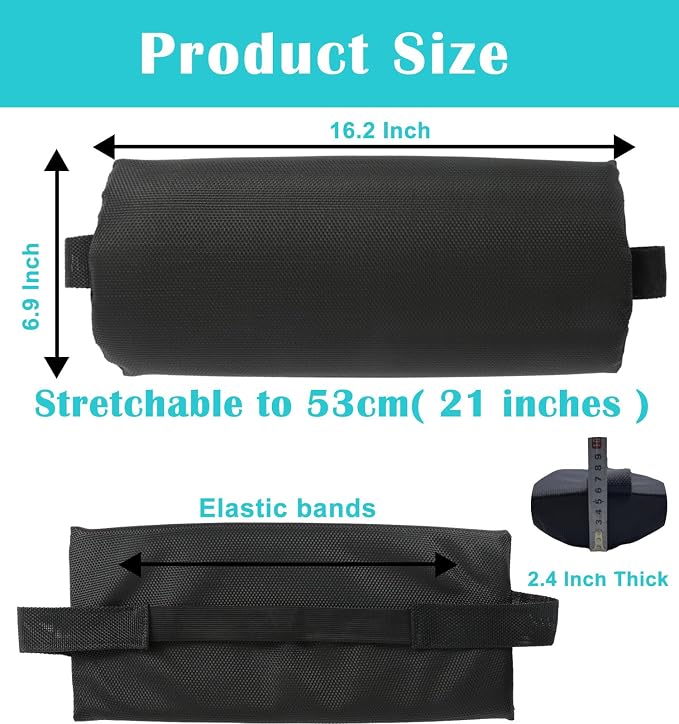 Lounge Chair Pillows with Strap 2 Pack Zero Gravity Chair Pillow Replacement 16.2" Long Neck Pillow for Recliner Outdoor Chaise Lounger Adirondack Patio Lawn Chairs, Black