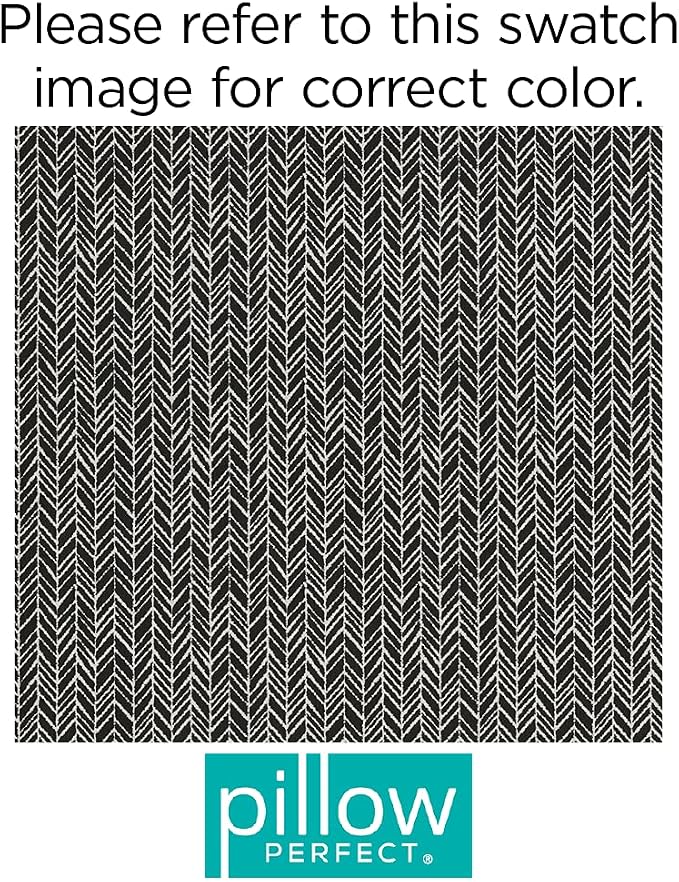 Pillow Perfect Outdoor/Indoor Herringbone Night Floor Pillow, 25" x 25", Black