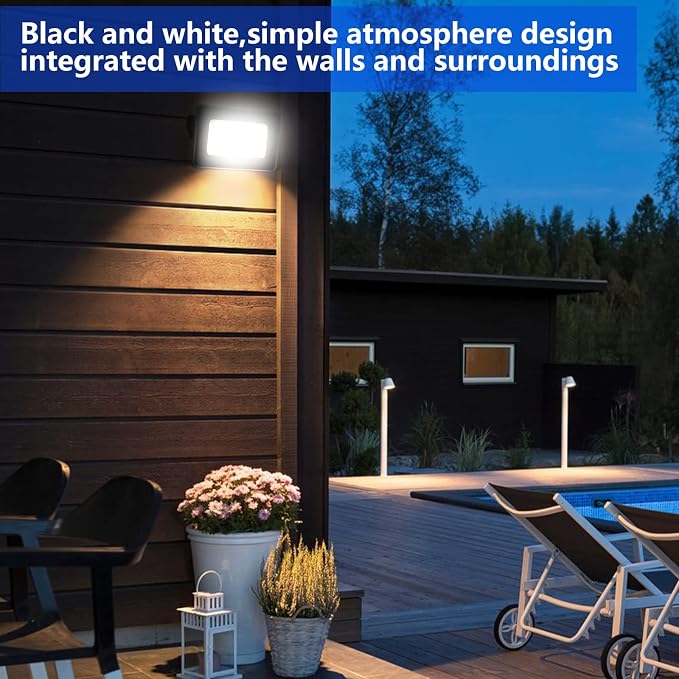 UFOND 5000 Lumen LED Flood Light with Plug, 2 Pack Outdoor Floodlight | Waterproof Security Lights, Lighting Angle Adjustable Wall Lights for Garage Gate Garden Yard Patio Porch