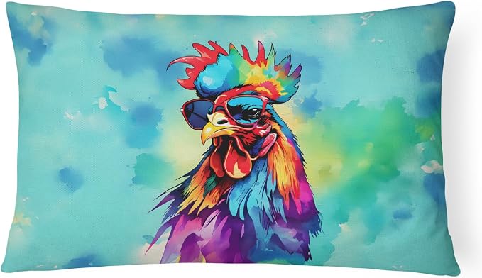 Caroline's Treasures DAC4040PW1216 Hippie Animal Rooster Throw Pillow Machine Washable, Indoor Outdoor Decorative Pillow for Couch, Bed or Patio, 12HX16W