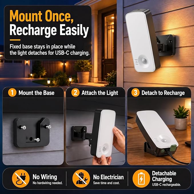TANBABY Rechargeable Outdoor Wall Lights with Motion Sensor, 2 Pack | 12000mah Wireless Security Light With Remote, 3 Modes, 3CCT Dimming, IP65 Waterproof Led Outdoor Lighting for Porch, Garage