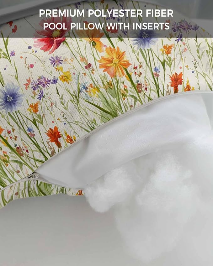 Outdoor Lumbar Cushions with Inserts, Vintage Colored Flower Plant Garden Waterproof Fluffy Fade Body Pillows, Patio Furniture Pillow for Home Balcony Garden Decor 11x16IN