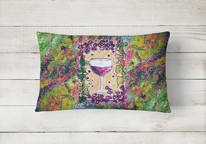Caroline's Treasures 8616PW1216 Wine Canvas Fabric Decorative Pillow Machine Washable, Indoor Outdoor Decorative Pillow for Couch, Bed or Patio, 12HX16W