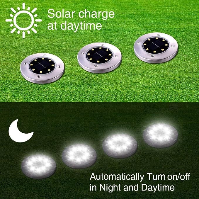 ZGWJ Solar Ground Lights,16 Pack Waterproof Solar Garden Lights, Upgraded Outdoor Garden Waterproof Bright in-Ground Lighting, Landscape Lighting for Pathway,Yard,Deck,Lawn,Patio,Walkway White