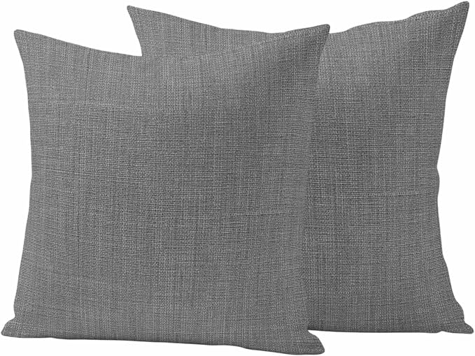 Outdoor Waterproof Throw Pillow Covers Set of 2 Grey Linen Pillowcases 20x20 Inches Farmhouse Pure Color Decorative Pillows Cushion Case Patio Pillows for Couch Bed Chair Garden