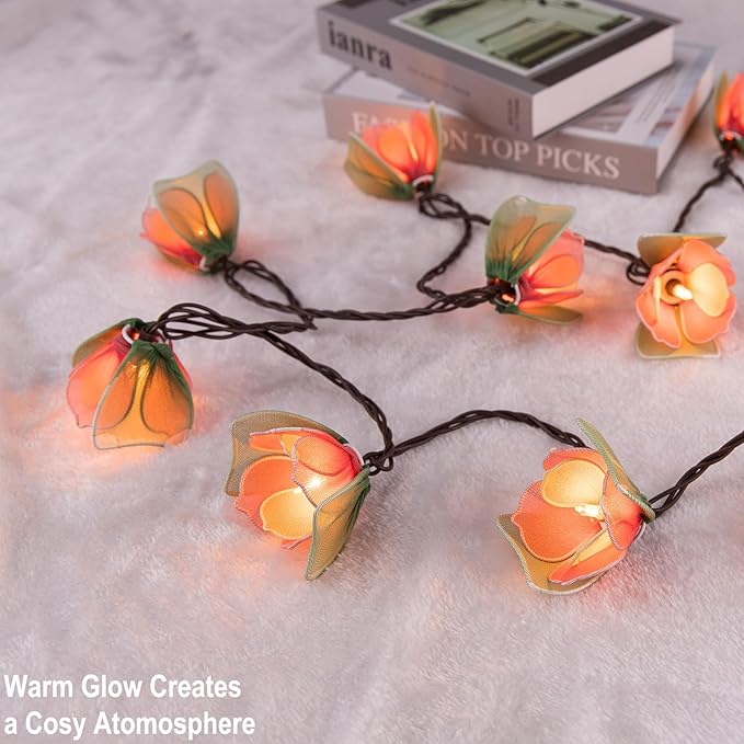 Decorative String Lights Plug in with 10 Bulbs, Flower Garland Fairy Lights Connectable Weatherproof Outdoor Indoor for Wedding Garden Pergola Bedroom Porch Floral Home Decor (Multicolor)