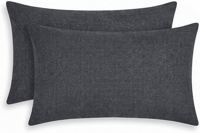 RSH DECOR: Designer Select Sunbrella Lumbar Throw Pillows Set of 2 | 20" x 12" | Water and Fade-Resistant Performance Fabric | Indoor Outdoor Accent Pillows | Made in USA (Sancy Denim)