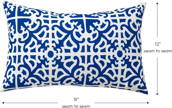 Greendale Home Fashions 2-Pack Outdoor 19x12 inch Rectangle Decorative Throw Pillow, Azure