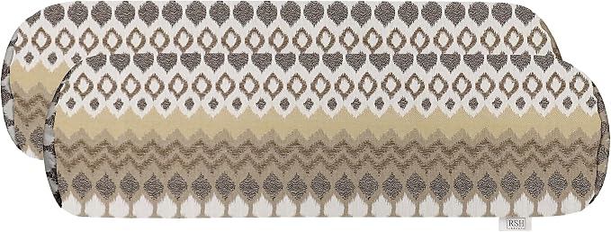 RSH DECOR: Neck Roll Pillows Set of 2 | 24” x 8” | Outdoor Bolster for Patio, Deck, Porch, or Poolside Chairs | Fade & Water-Resistant | Made in USA (Divide Leaf Toffee)