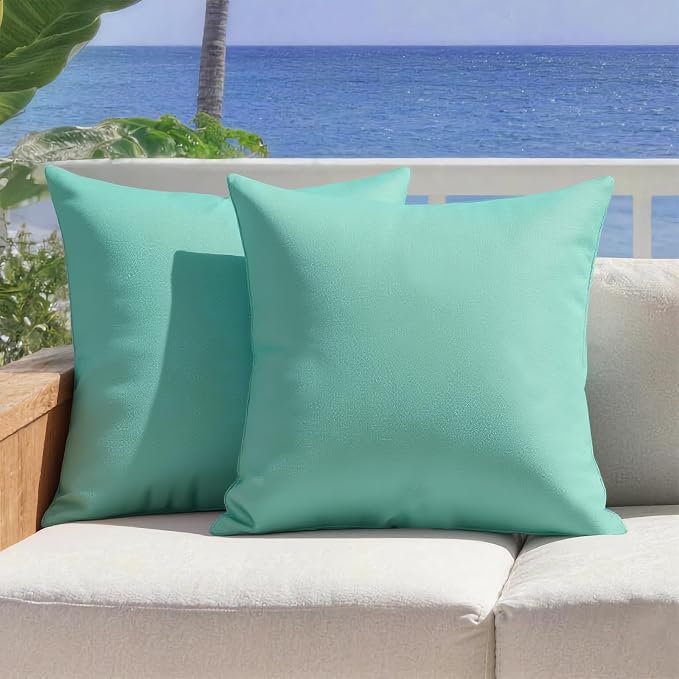 Outdoor Pillow Covers Waterproof Cushion Covers Patio Pillows Case 2 Pack | 18x18inch, Solid, Seamless, Hidden Zipper,Pecet for Porch Decoration,Patio Furniture,Outdoor Couch, Balcony,Garden Bench