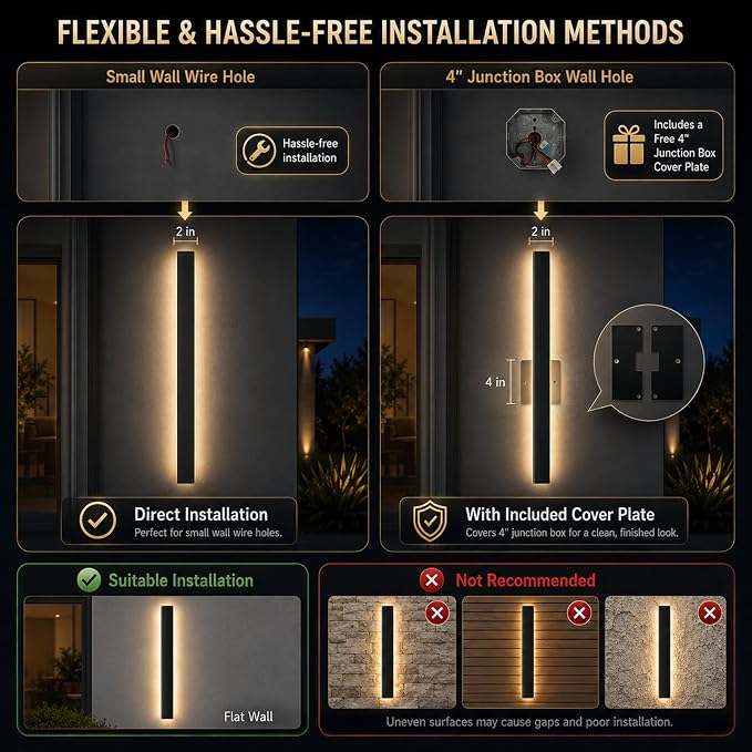31 inch Modern Outdoor Wall Sconce 2700K-6500K 3CCT Outdoor Wall Light Long Wall Light with Remote Control IP65 Waterproof Exterior Linear Wall Lighting for Garage House