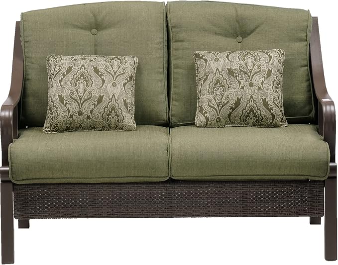 Hanover Medallion Indoor Throw, Set of 2, Decorative and Weather Resistant Meadow Green Cushions for Outdoor Furniture and Patio Sets with Premium Quick-Drying Fabric, 2 Pillows, 2 Count