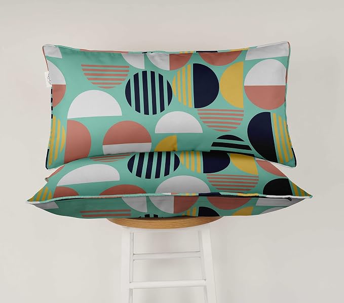 Indoor/Outdoor Polyester Fabric Lumbar Pillow Cover, All-Weather Waterproof Rectangular Cushion Case for Patio Furniture, 12 x 24 Set of 2 - Geometric-31
