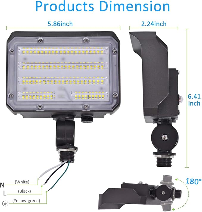 30W LED Flood Light with Knuckle, Outdoor Dusk to Dawn Light 5000K | with Photocell Aluminum 4,050lm(200W Equivalent) IP65 Waterproof AC100-277V for Wall Mount Garden Landscape ETL Listed