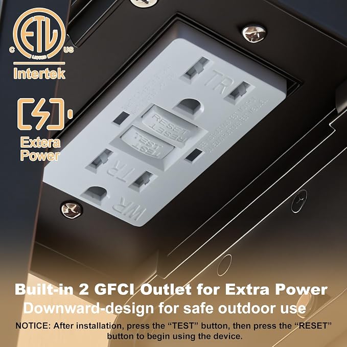 Porch Light with GFCI Outlet with Remote,Dusk to Dawn Motion Sensor Outdoor Light,Upgraded 4 Lighting Modes Black Front Door Light,Waterproof Outside Lights for House Patio Garage Entryway, 1 Pack