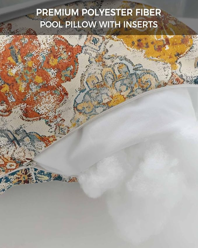 Pack of 2 Outdoor Lumbar Cushions with Inserts, Vintage Morocco Ethnic Boho Country Abstract Art Waterproof Fluffy Fade Body Pillows, Patio Furniture Pillow for Home Balcony Garden Decor 11x16IN
