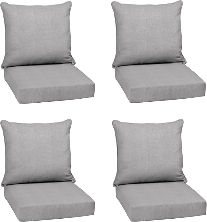 Arden Outdoor Deep Seat Cushion Set, 4-Pack, 24x24, Paloma Woven Texture | SDP Fabric, Outdoor Sofa, Couch, Conversation Set, Weather-Proof, Rain-Proof, Mold and Mildew Resistant