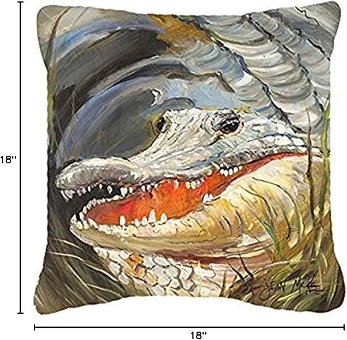 Caroline's Treasures JMK1208PW1818 Alligator Fabric Decorative Pillow Machine Washable, Indoor Outdoor Decorative Pillow for Couch, Bed or Patio, 18Hx18W