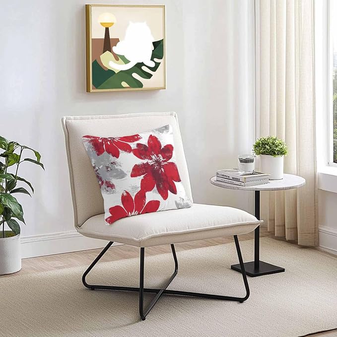 Vandarllin Outdoor Throw Pillows Covers 16x16 inch Set of 2 Waterproof Red Sunflower Decorative Zippered Cushion Covers for Patio Furniture, Flower Field Lumbar Pillowcases