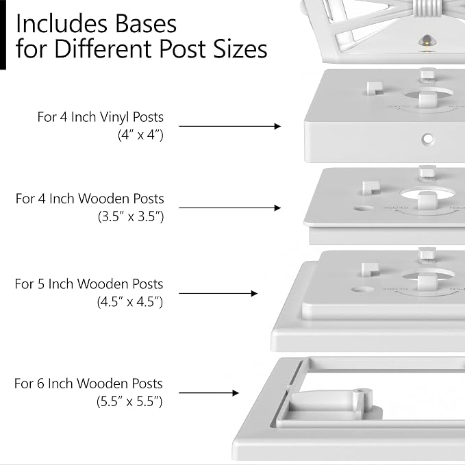 Davinci Renaissance Solar Outdoor Post Cap Lights, 4x4 5x5 6x6, Bright, 4PK | Pearl White, fence/deck/garden/patio posts, UV fade-protected plastic, auto-on, 7-8h runtime, cordless, IP44, 25lm warm white