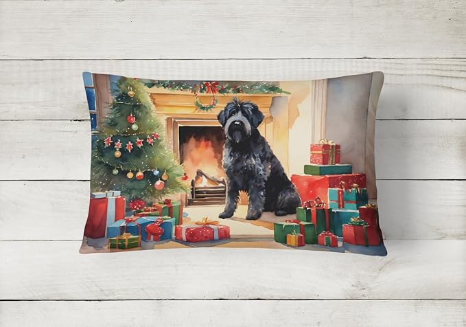Caroline's Treasures DAC2619PW1216 Bouvier des Flandres Cozy Christmas Throw Pillow Machine Washable, Indoor Outdoor Decorative Pillow for Couch, Bed or Patio, 12HX16W