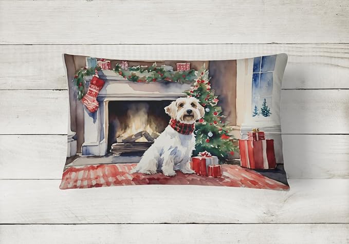 Caroline's Treasures DAC2744PW1216 Sealyham Terrier Cozy Christmas Throw Pillow Machine Washable, Indoor Outdoor Decorative Pillow for Couch, Bed or Patio, 12HX16W